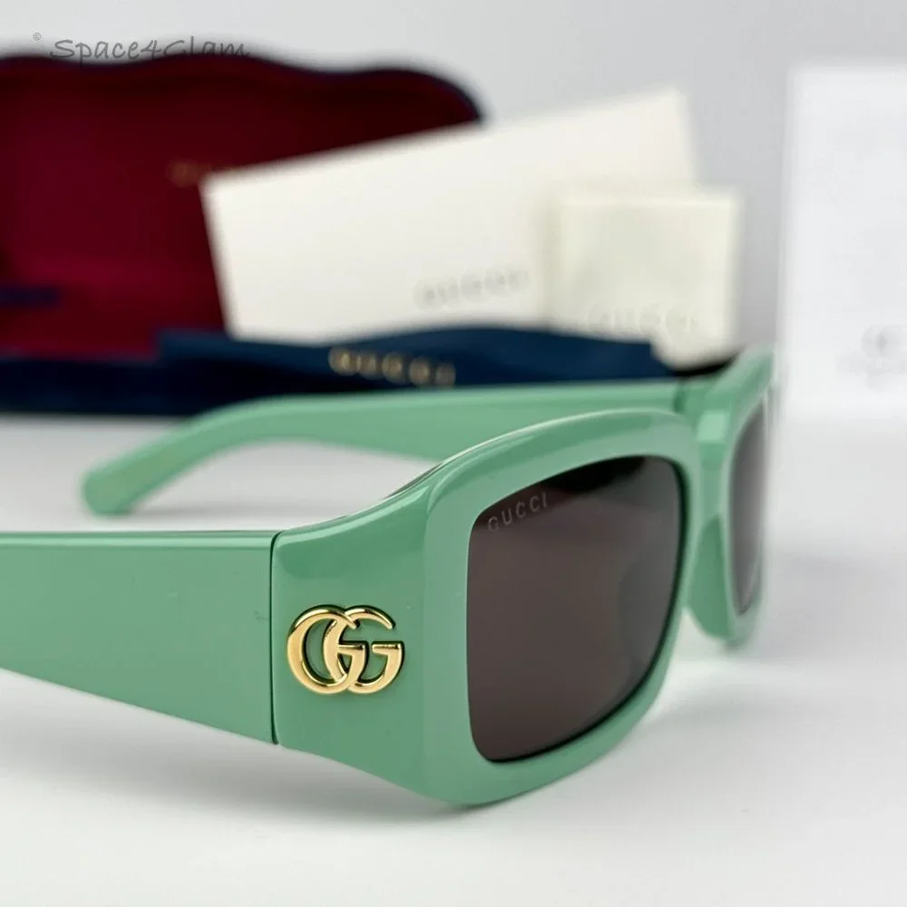 BRAND NEW Gucci GG1403S 004 Sage Green Gray Unisex Rectangle Sunglasses …